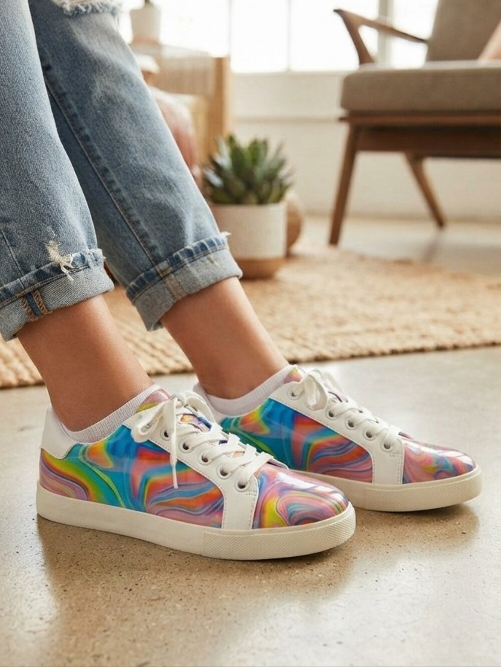 CLEARANCE!!Katy Perry Multicolor Art To Wear‎ Fairycore Swirl Sneakers Size 6